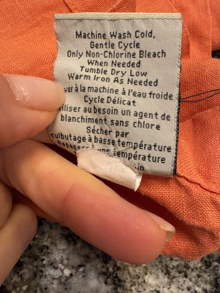 Pottery Barn 100% Linen Table Runner Solid Tangerine Orange 18"x90" - Image 3 of 4