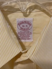Vtg Brooks Brothers Men s Yellow White Stripe Button Up Oxford Shirt Sz 16-4