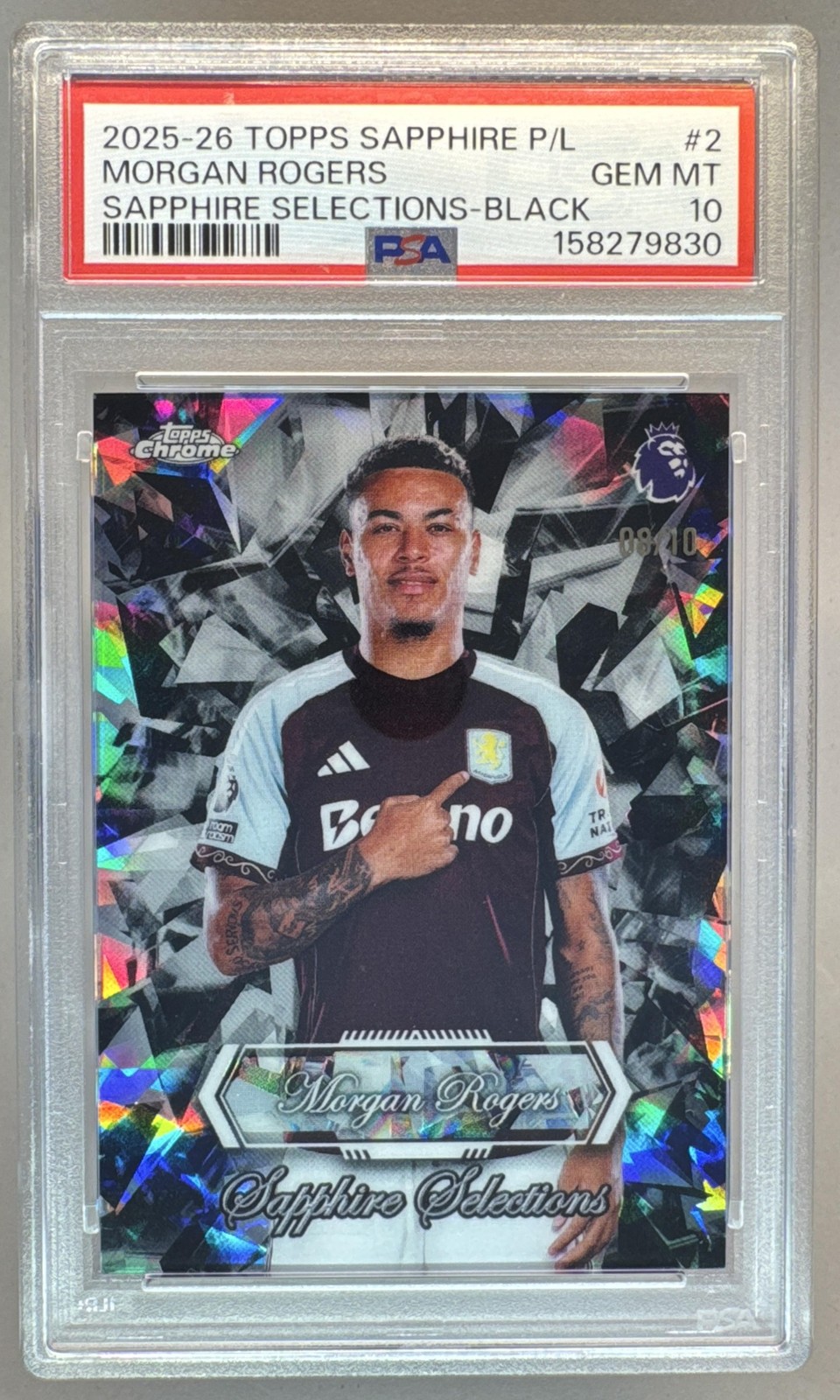 Morgan Rogers 2026 Topps Sapphire Premier League Black Selections 8/10 PSA 10