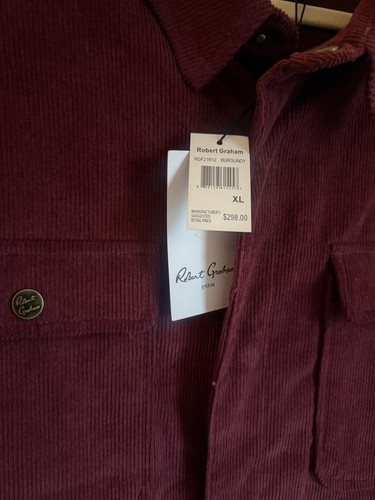 Robert Graham Corduroy Jacket Burgundy Mens XL Shacket New with Tags MSRP 298$ - Picture 2 of 6