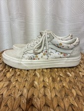 Vans Old Skool Floral Canvas Suede Sneakers Women s Sz 8 Beige Multi-Color
