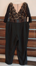Eliza J Black Lace Top 3/4 Sleeve Jumpsuit Size 22W Cocktail Wedding NEW