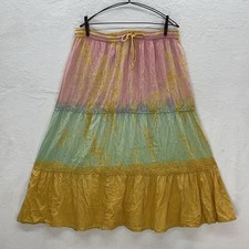 VTG Y2K Tie Dye Maxi Skirt Tiered Broomstick Boho Festival Sz M/L Hippie Gypsy