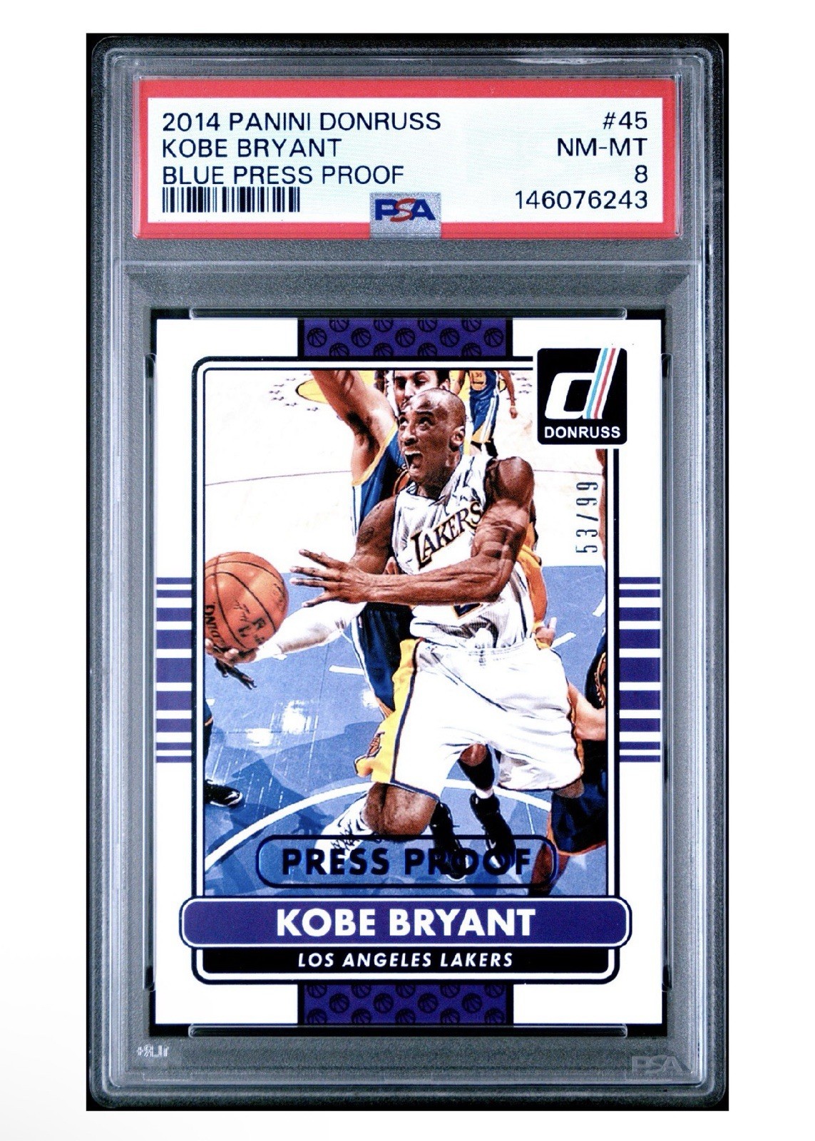 2014-15 Panini Donruss - Kobe Bryant #45 PRESS PROOF BLUE SP #/99 PSA 8 Low Pop