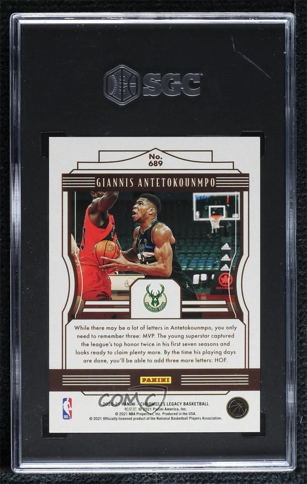 2020 Panini Chronicles Legacy Blue /99 Giannis Antetokounmpo #689 SGC 9.5 Mint+ - Image 2 of 2