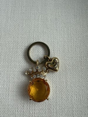 JUICY COUTURE Yellow Stone Crown Key Charm Keychain Fob Heart Tiara