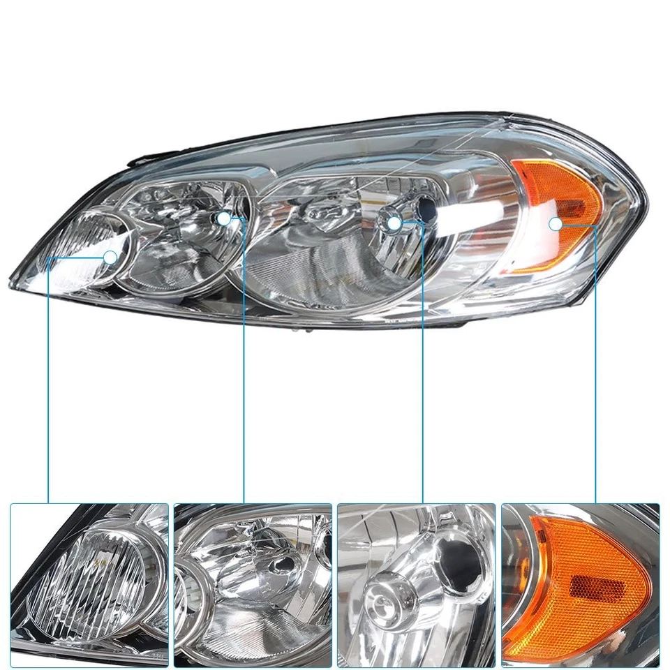 Faros halógenos cromados de fábrica para Chevrolet Impala 2006-2013 lado derecho + izquierdo Foto 4 de 4