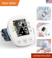 LCD Backlit Blood Pressure Monitor with Heart Rate Alerts  Adjustable Cuff Size