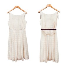 Tommy Hilfiger Linen Blend Cream Saharan Safari Fit and Flare Midi Dress Size 10