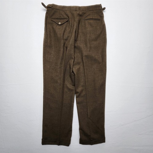 Vtg Lands End 35x32 Brown USA MADE Side Tab Pleated High Waist Full Cut Trousers, $69.99 - Photo 9