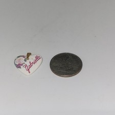 Gabrielle Heart Shaped Kiln Fired Porcelain Metal Bail Pendant Flower graphic