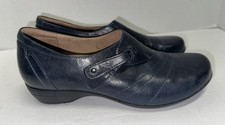Dansko Franny Navy Blue Leather Slip On Strap Comfort Shoes Womens 8-8.5 EU 39