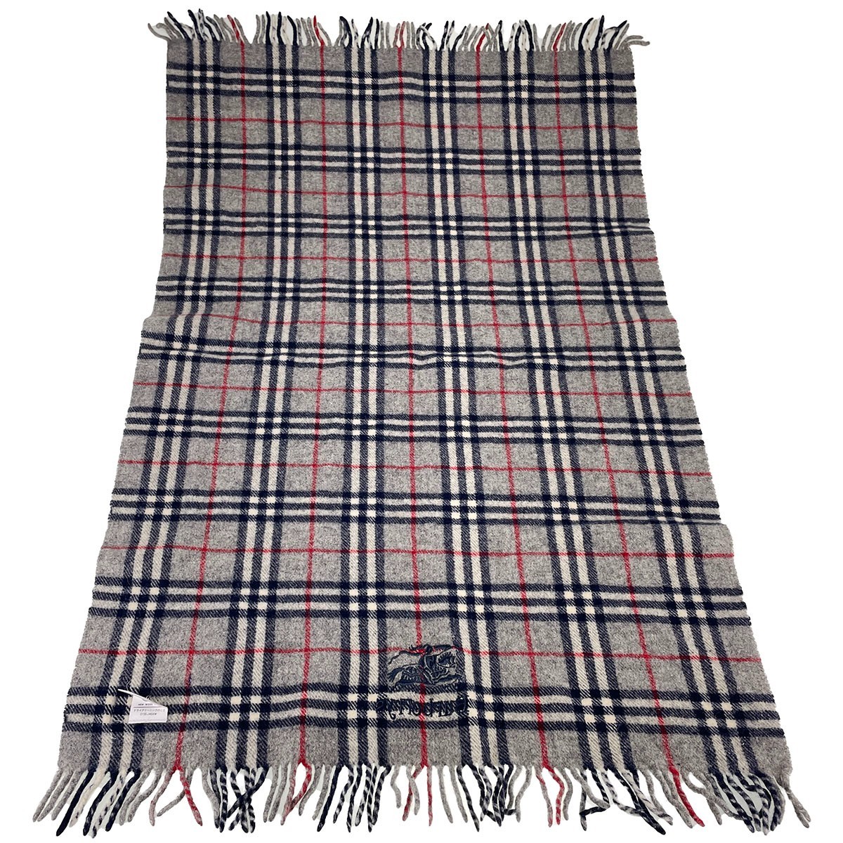 Burberry Fringe Wool Nova Check Gray Blanket 3689 | eBay