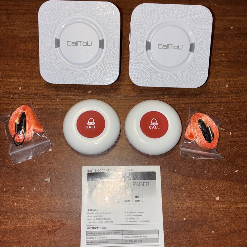 CallToU Wireless caregiver pager  2 chimes and 2 call buttons (NEW)