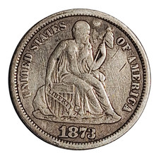 1873 Seated Liberty Dime No Arrows VG Silver 10C #941