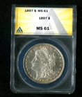 1897 Morgan Dollar, ANACS Graded MS 61..Lite toning around rim
