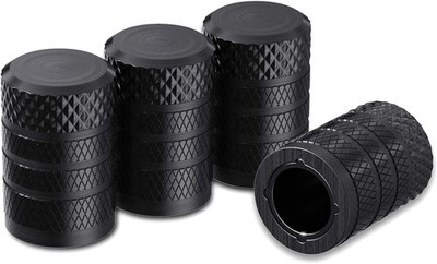CKAuto Black Aluminum Tire Valve Stem Caps 4pc Corrosion Resistant Universal