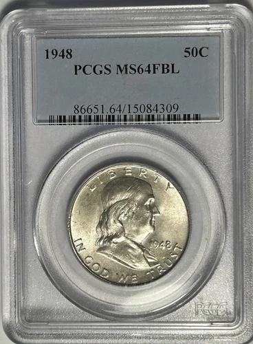 1948 FRANKLIN HALF DOLLAR PCGS MS 64 FBL
