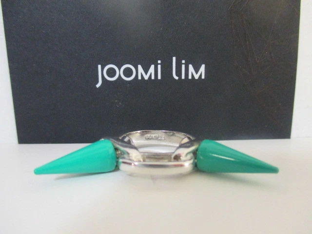 Anillo JOOMI LIM Plata L Doble Eslabón Punta Talla 5 NUEVO SIN ETIQUETAS $181 VERDE Foto 3 de 4
