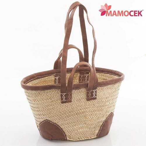 BORSA Coffa donna paglia manico doppio cm44 h24 palma cuoio mare da  decorare | eBay