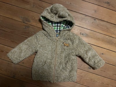 Teddyfleece Jacke Beige Grün Größe 74