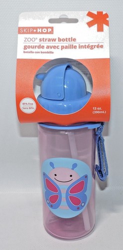 Skip Hop Zoo Straw Water Bottle Sippy Cup 13oz Flip Lid Strap, NEW ~YOU PICK~ - Picture 10 of 13