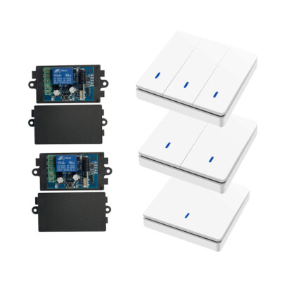 12V 24V Black Wireless Smart Switch Receiver 433Mhz Push Button Wall Transmitter
