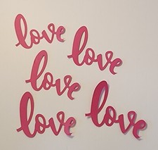 Valentine's Scrapbooking Crafts Cardstock Word "Love" Cut Out Set Of 5 