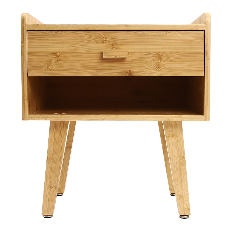 Bamboo Nightstand W/ Drawer End Side Table End Table for Bedroom Living