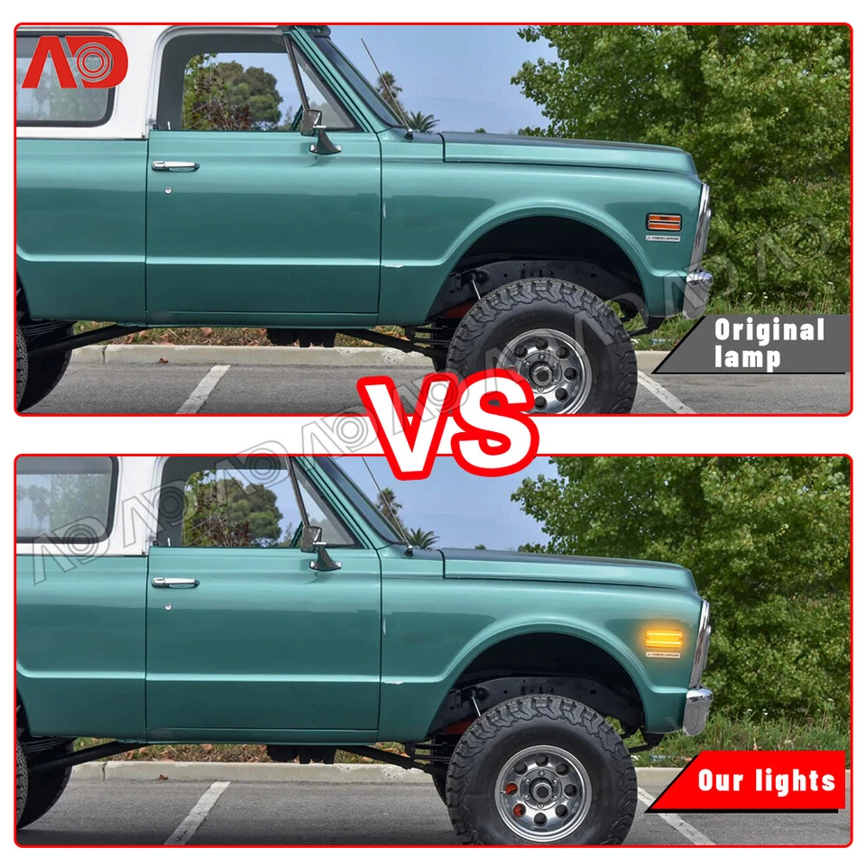 Nuevo juego de luces marcadoras laterales delanteras y traseras de lujo para Chevrolet C10/C20/C30 68-72  Foto 4 de 4