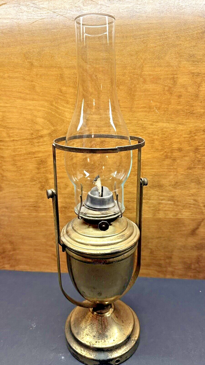 Vintage Brass Nautical Gimbal Swivel Oil Lamp Eagle Burner Wall