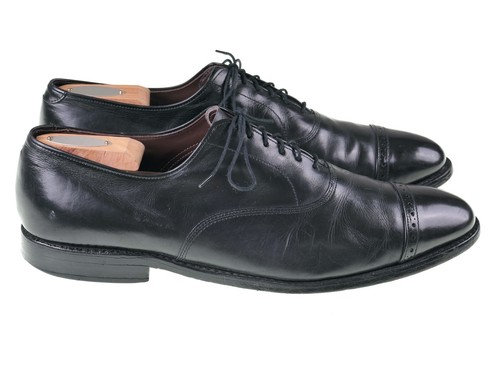 Allen Edmonds Fifth Avenue Black Leather Punch Cap Toe Oxford Dress Shoes 10.5 C - Picture 2 of 7