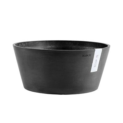 Ecopots Frankfurt Modern Round Recycled Composite Flower Planter, Dark Grey, 12 