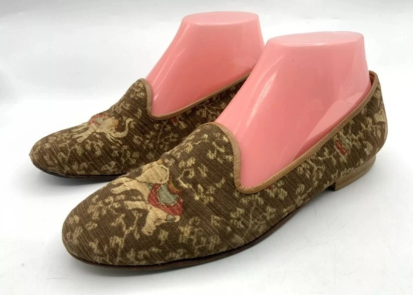 Zalo Tan Round Toe Elephant Smoking Slipper Loafer Leather Trim Size 7 M - Image 4 of 4