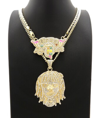 Lil Pump Drug Addict and Cartoon Chain Set Necklace 14K Gold