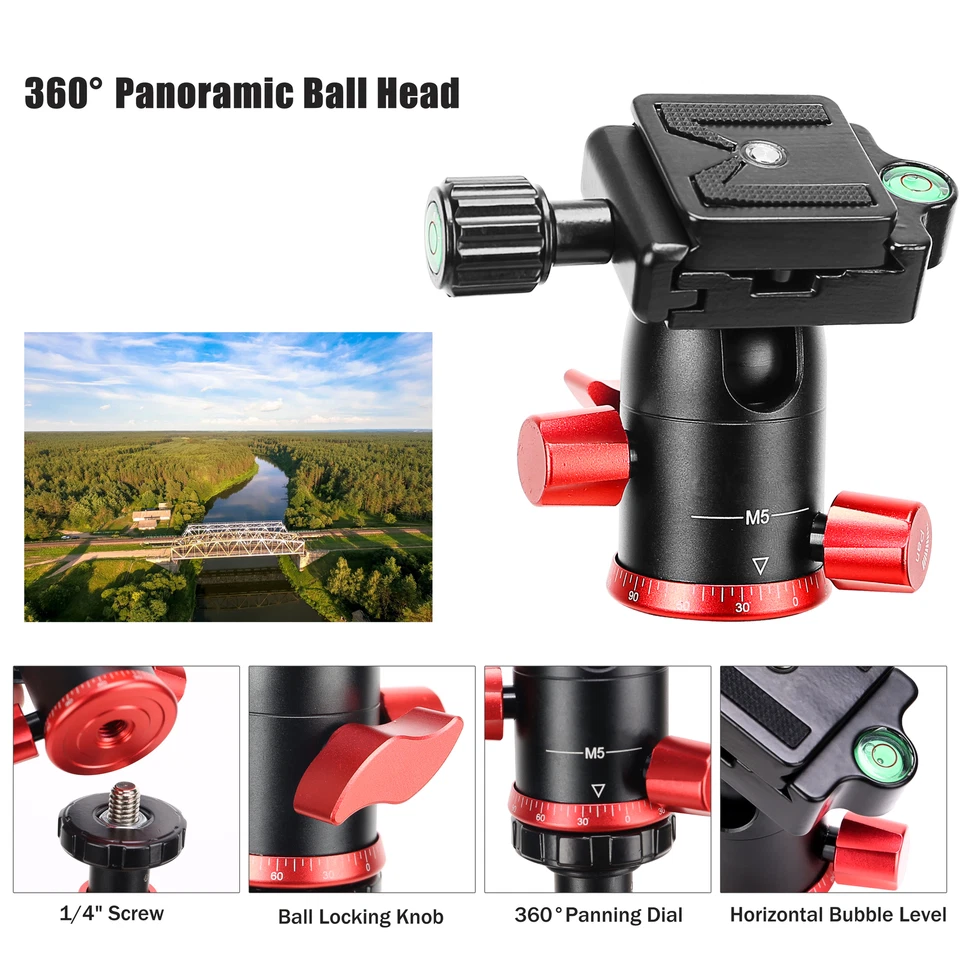 ZOMEI Camera Tripod M5 Aluminum Compact Tripod 63" with Ball Head&Quick Releas - Image 3 of 4