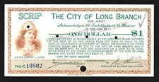 USA New Jersey The City Of Long Branch $1 Dollar 1935 Scrip @ Crisp UNC