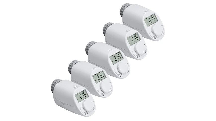 Eqiva 5er-Set Elektronischer Heizkörperthermostat Model N mit Boost-Funktion, le