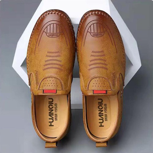 Mens Leather Slip On Loafers Casual Driving Boat Deck Moccasin Shoes UK Size - Picture 6 of 13