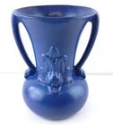 Red Wing Art Pottery #926 Royal Blue Fluted 2 Handle Vase Urn 7 1/2" ~EC~ T165
