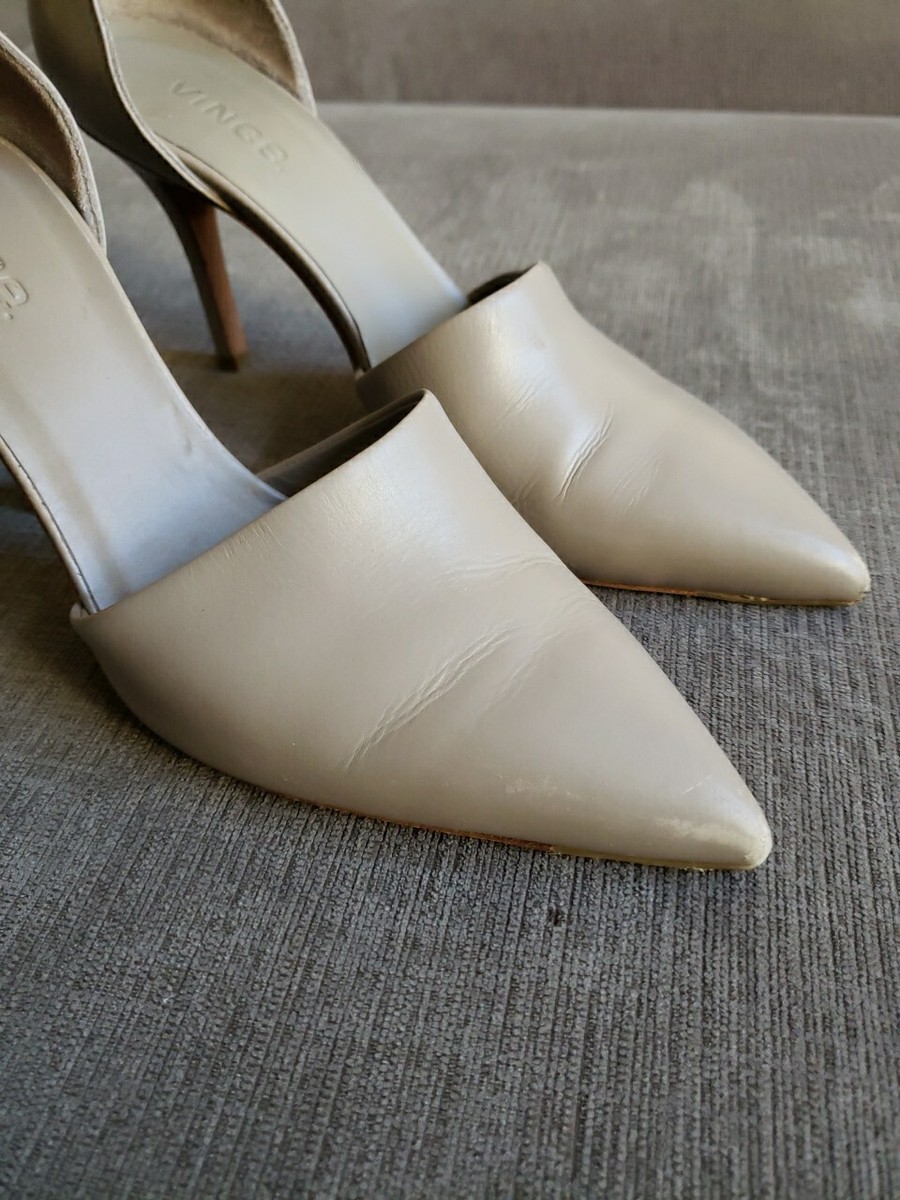 Vince Claire D'Orsay Leather Pointy Toe Pumps Dove Gray Woodsmoke