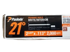 Paslode 211322 2M Smooth Shank Plastic Collated Framing Nail 21 Degree 4052494