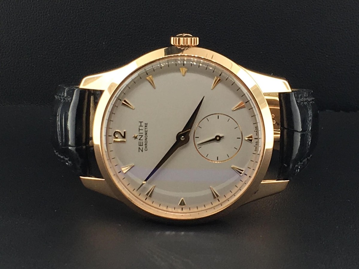 Zenith Vintage 1955 Mens 18k Rose Gold 40mm Automatic Leather