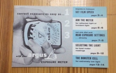 Argus L3 Expose Meter Instruction Booklet INV-P0156