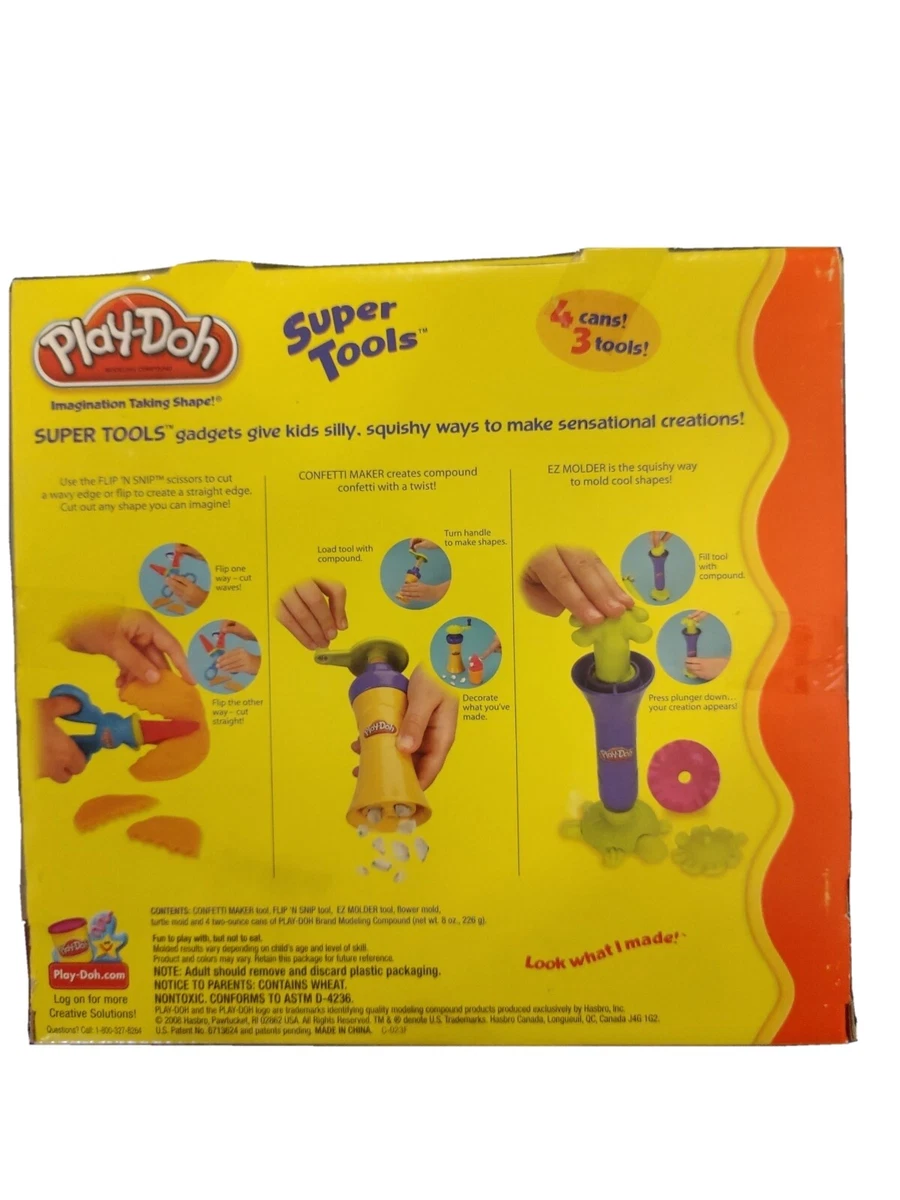 Play-Doh Playskool 3 Super Tools 4 cans in sealed box -L@@k NEW and hard to  find