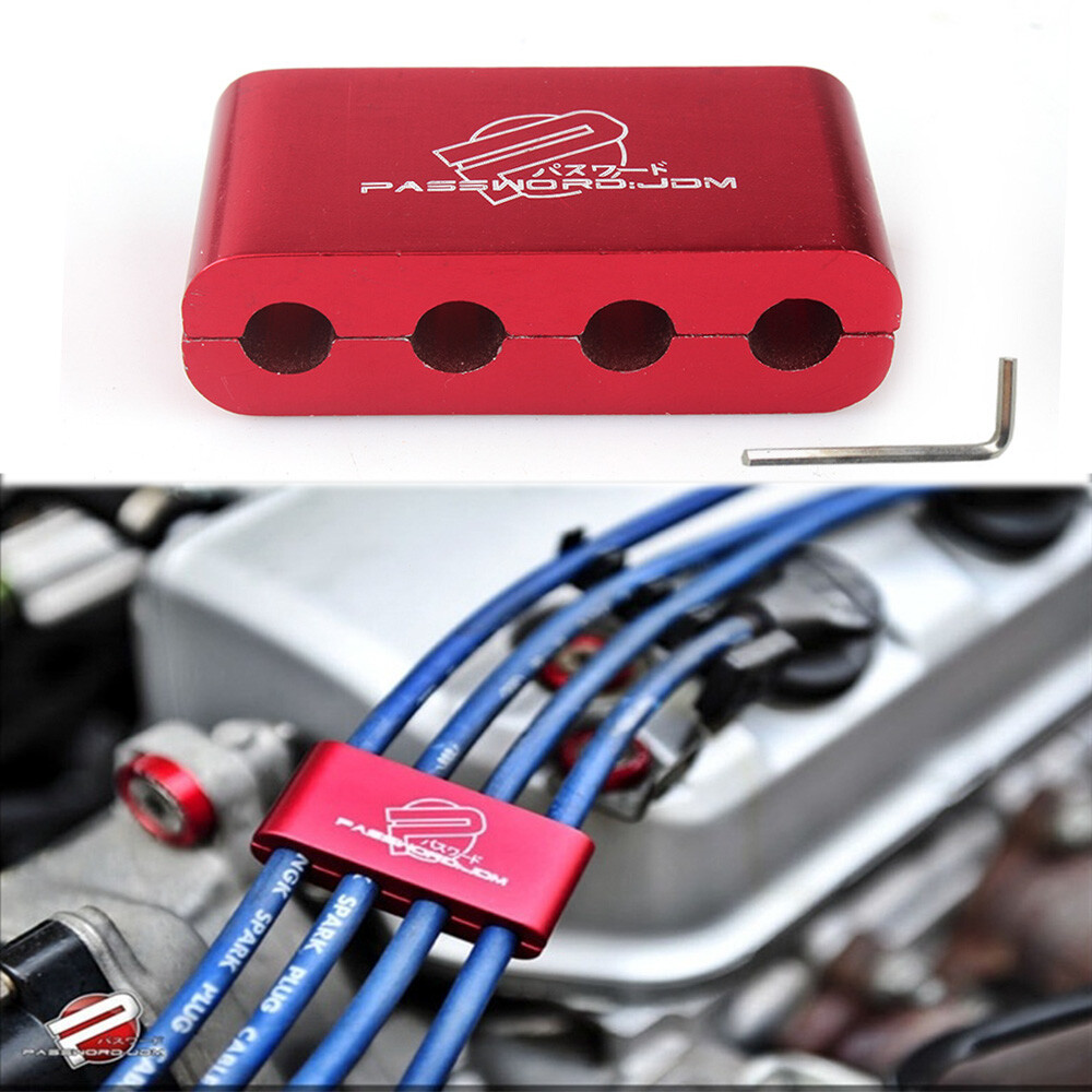 Red JDM Spark Plug Electrical Wire Clamp Separator Line Ignition