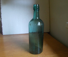 8 1/4"CARTER'S APPLIED POUR SPOUT LIP MASTER INK BOTTLE 1870s NICE TEAL COLOR!