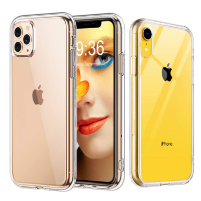 CLEAR CASE für iPhone 12 11 Pro Max Mini XS XR SE X 8 7 Schutzhülle Silikon Cover