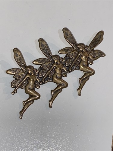 RARE HARD TO FIND VINTAGE ORIGINAL 3 NYMPH FAIRYS ANGELS BRONZE BROOCH