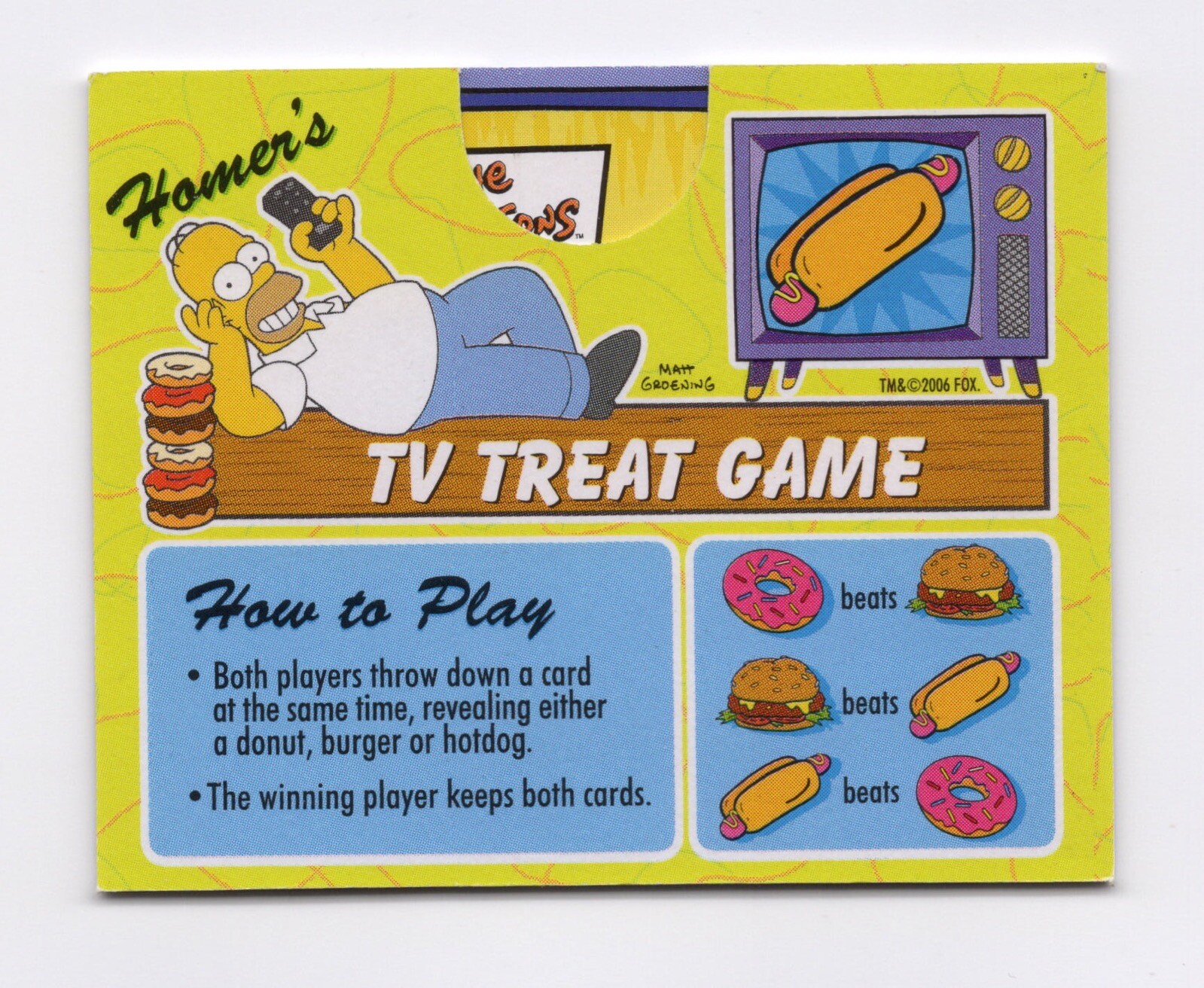 Australian Tazo. The simpsons TV Treats. Homer Alone eBay